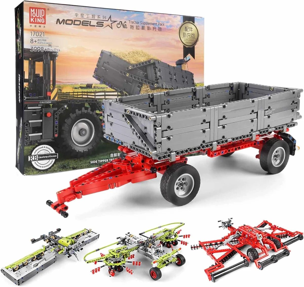 Anbaugeräte Mould King 17020 Traktor - Mould King 17021 - KBS - Welt der Steine