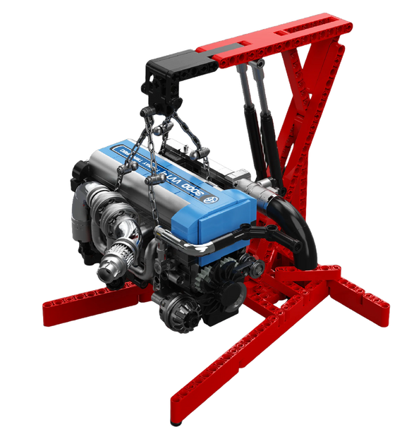 Bole Brick YC-23049 Toyota Supra A80 RC – Nachbildung des 2JZ-Motors am Motorkran