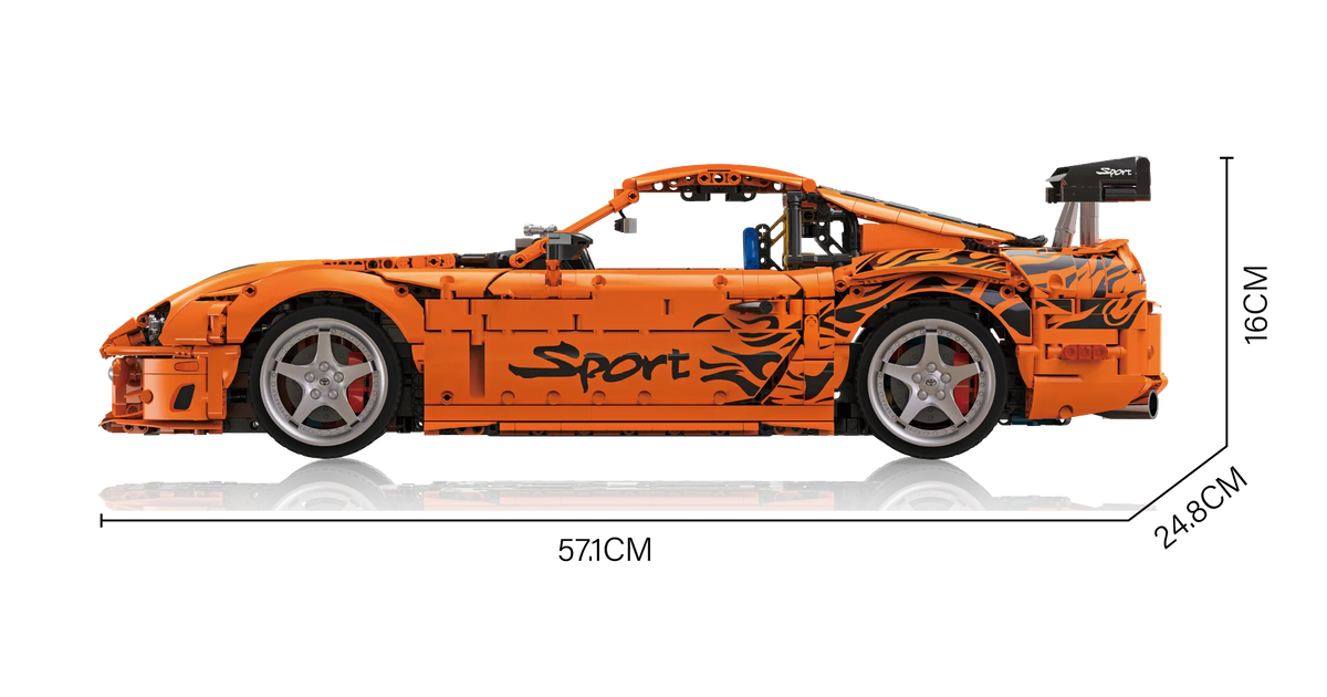 Bole Brick YC-23049 Toyota Supra A80 RC – Seitenansicht mit Maßen