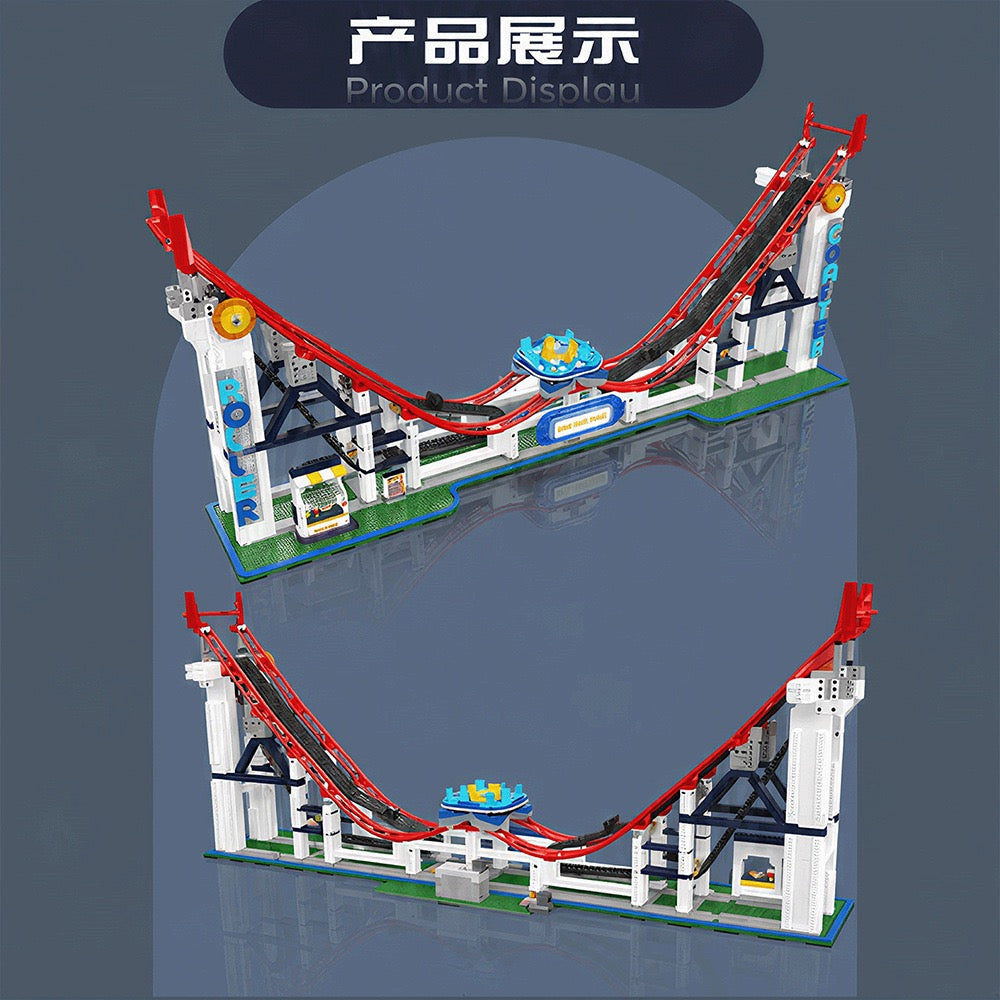 Mould King 11030 Achterbahn Roller Coaster – Vorder- und Rückansicht