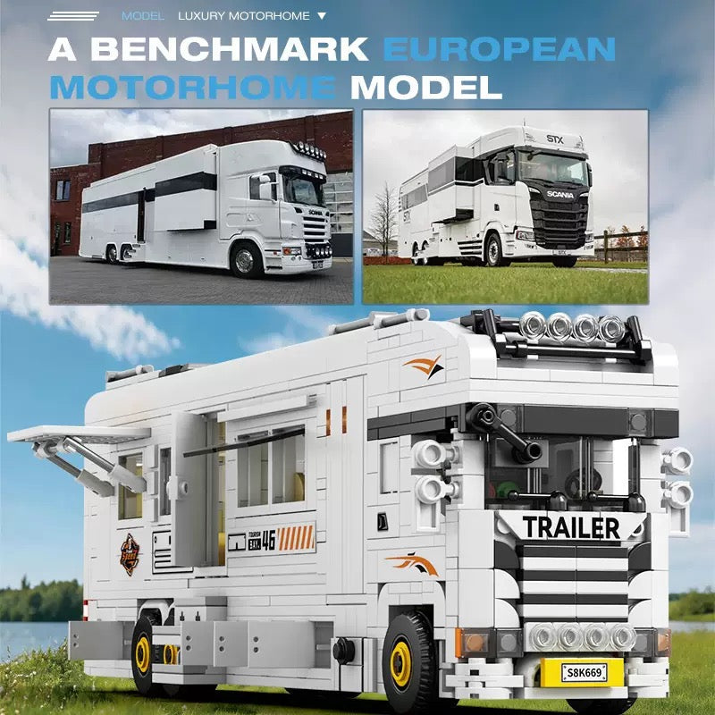 Reobrix 844 Luxus-Wohnmobil – Frontansicht und reales Vorbild